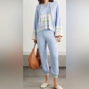 LoveShackFancy Fenmore lace-up striped terry hoodie